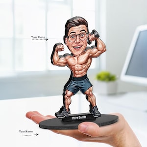 Personalized Bodybuilder Gift | Custom Funny Bodybuilding Caricature Portrait From Your Photo | Unique Gift Ideas with Your Photo & Name