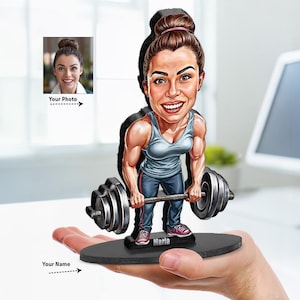Figurine photo personnalisée bodybuilder • Voyageur debout d'haltérophile personnalisé • Cadeau de compétition pour haltérophile