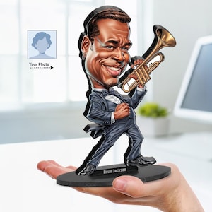 Personalisierte Trompeter Geschenk | Trompeter | Karikaturporträt von Ihrem Foto | Einzigartige, lustige Geschenksets mit Ihrem Foto & Namen
