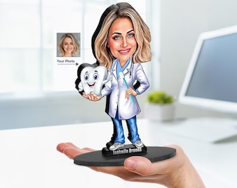 Dental Student Gift | Dentist Graduation | Custom Funny Assistant Caricature from Your Photo | Unique Gift with Your Photo & Name