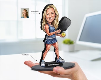 Pickleball Player Custom Photo Figure • Personalized Pickleball Coach Desk Standee • Tournament Gift for Doubles Partner