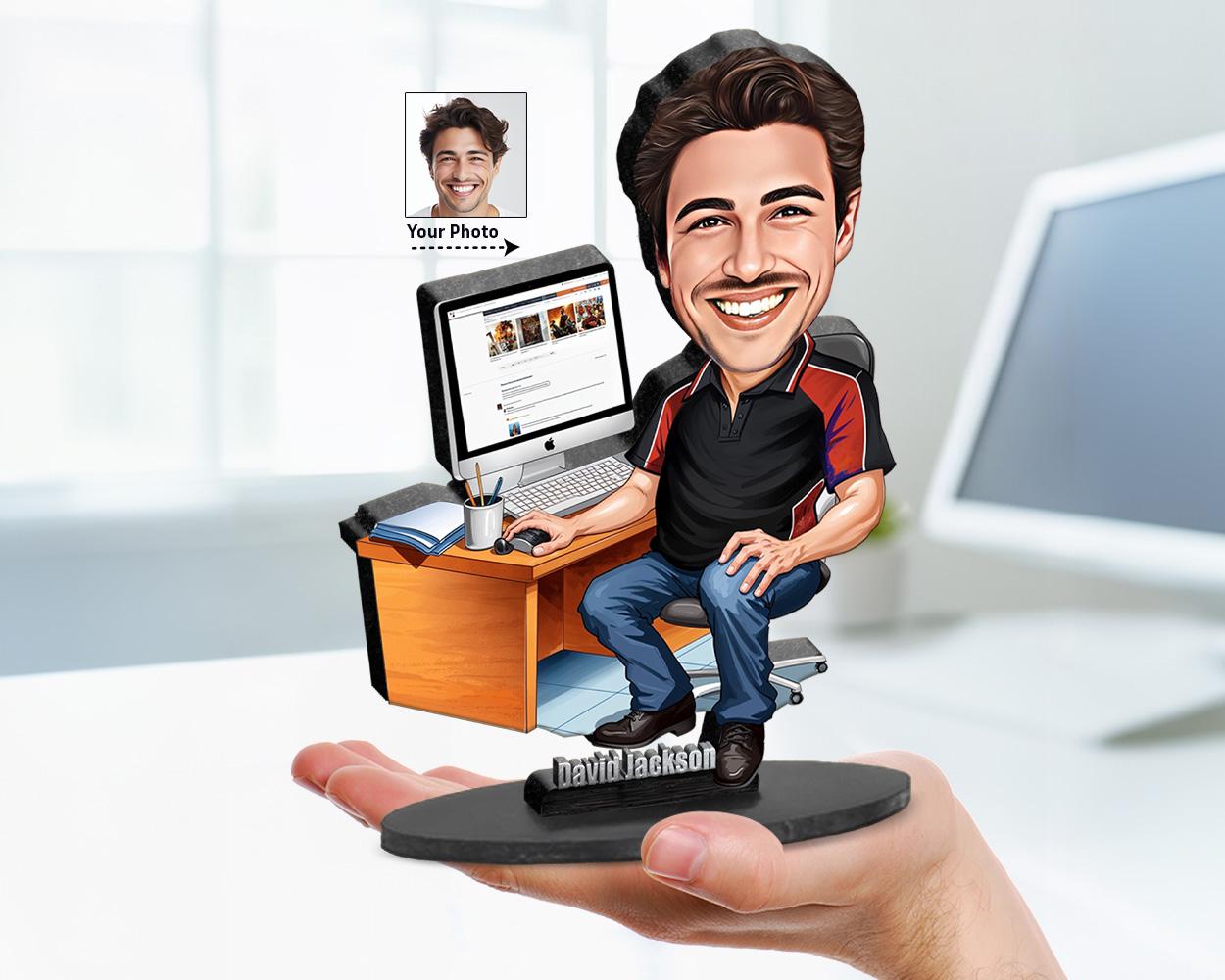 Computer Geek Gift | Custom Portrait as Cartoon Character | Computer Nerd Gift | Coder Gift | Computer Science Gifts | Graphic Designer Gift