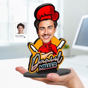 Personalized Funny Chef Portrait – Custom Culinary School Graduation Gift with Your Photo & Name