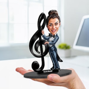 Personalized Female Band Director Gifts | Choir Teacher Caricature Portrait From Your Photo | Funny Gift Sets with Your Photo & Name | WO123
