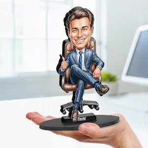 Lawyer Gift | Gifts for Attorneys | Caricature Portrait From Your Photo | Personalized Wooden Cartooned Figurine Trinket