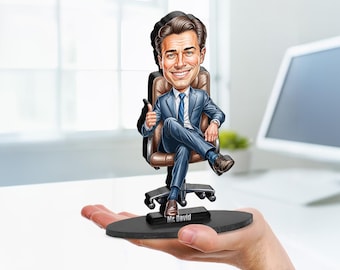 Lawyer Gift | Gifts for Attorneys | Caricature Portrait From Your Photo | Personalized Wooden Cartooned Figurine Trinket