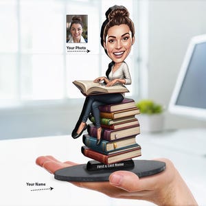 Statuetta per amanti dei libri a partire dalla tua foto / Regalo personalizzato per lettori con nome