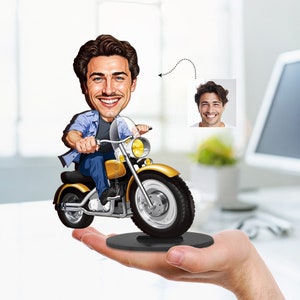 Personalisierte 3D Holz Motorradfahrer Geschenk Set Figur Schmuckstück, Geschenkset für ihn, Motorrad Anhänger für Rückspiegel, Magnet, Rahmen