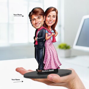 Regalo personalizado para el quinto aniversario / Retrato personalizado en caricatura de pareja a partir de tu foto / Juego de regalo divertido con tu foto y nombre / BA5569