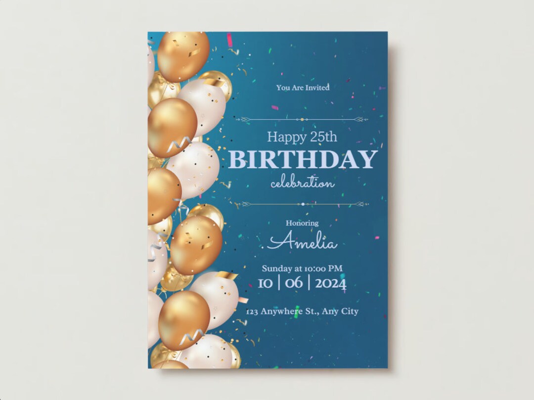 Birthday Invitations Template, Printable Birthday Invitation, Editable ...