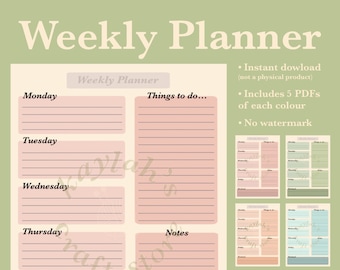 Wochenplaner - Digitaler Planer - A4 Planer - Printable Planner - Pastell - Minimalistisch