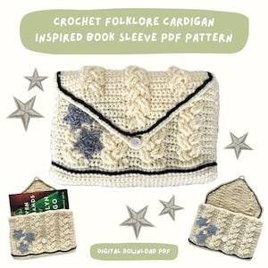 PDF PATTERN Crochet Folklore Cardigan Inspired Book Sleeve | Digital Download
