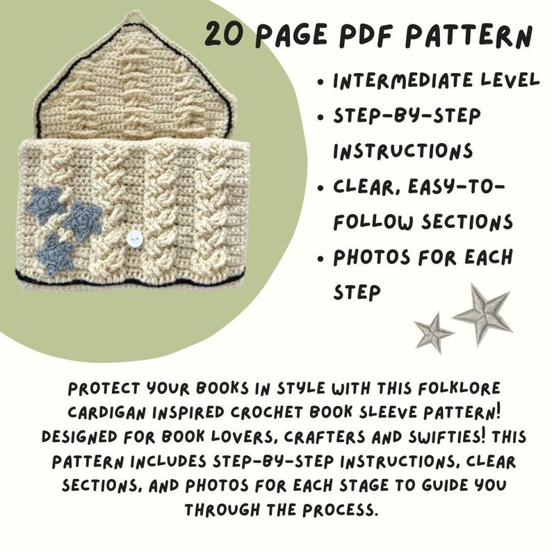 PDF ANLEITUNG Folklore Strickjacke inspiriert Buchhülle | Digitaler Download Bild 2