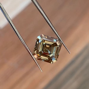 6 Carat Golden Color Asscher Cut Handmade Loose Moissanite For Jewelry Making Stone/Unique Diamond/Lab Diamond/Fancy Shape..