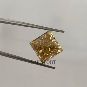 Buy 8.50 Carat Dark Yellow Color 11 MM Princess Cut Handmade Loose Moissanite For Making Jewelry Collection/Lab Created Diamond/Fancy Shape.