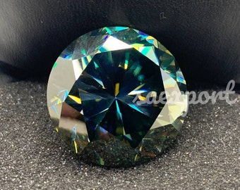 102 Karat dunkel blauer Rundschliff VVS Moissanit, Edelstein
