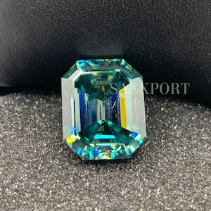 12 Carat Light Blue Emerald Cut Loose Moissanite/Handmade Moissanite/Fancy Collection/Rare Moissanite.