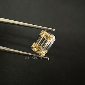 5 To 15 Carat Yellow Color Emerald Cut Handmade Loose Moissanite Stone For Making Jewelry Collection/Lab Diamond/Rare Moissanite/Fancy Shape