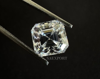 2.50 Carat Asscher Cut Moissanite, White Colorless VVS1 Loose Stone
