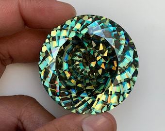 Gema de moissanita azul verdosa clara / Talla portuguesa de 50-250 quilates, claridad VVS