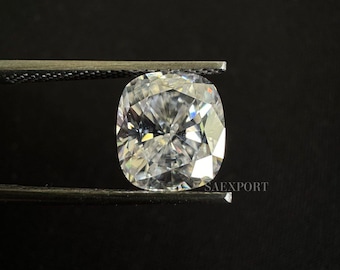 5-15 Carat White Cushion Cut Moissanite Loose Stone, Handmade