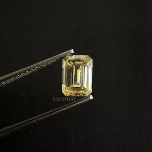 1.5 Carat Light Yellow 7*5 MM Emerald Cut Handmade Loose Moissanite Stone/Attractive Diamond/Lab Diamond/Fancy Shape For Making Jewelry