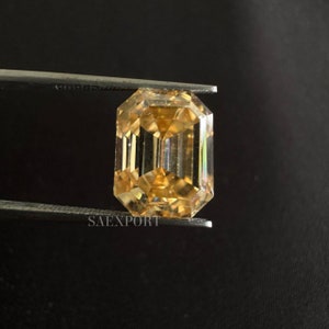 5 To 15 Carat Dark Yellow Color Emerald Cut Handmade Loose Moissanite For Making Jewelry.