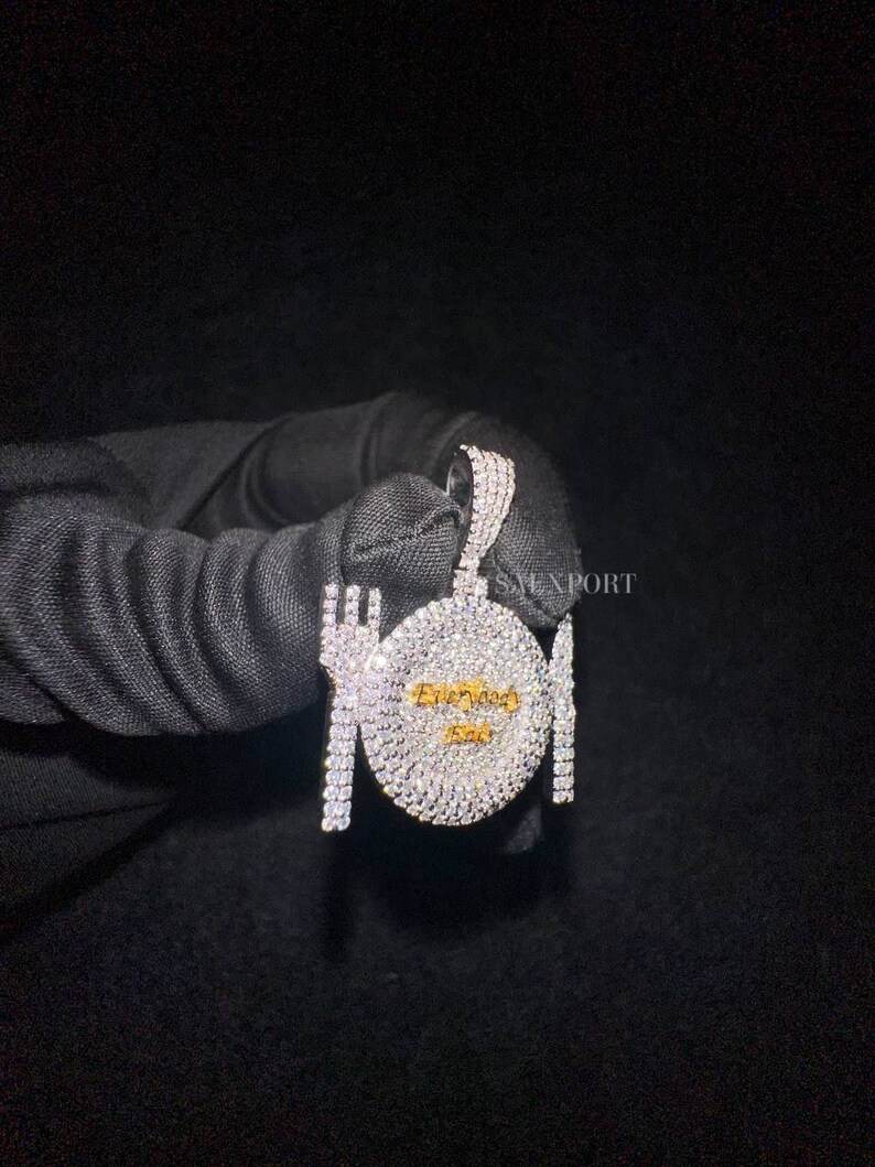 Round Moissanite Diamond Symbol Pendant/iced Out Jewelry/rapper Pendant ...
