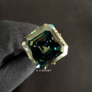 73.50 Carat Dark Blue Color Asscher Cut 24MM Handmade Rare Loose Moissanite For Jewelry Making Stone/Lab Diamond/Rare Collection/Fancy Shape