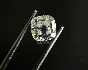 White Cushion Cut Moissanite, VVS Clarity, 5-15 Carat Loose Gemstone