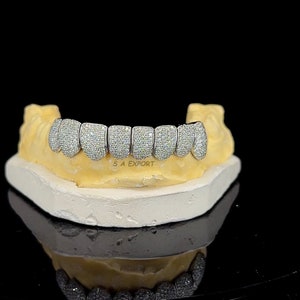 Fully Iced Out Moissanite Grillz,8 Bottom VVS Moissanite Diamond Grillz With 925 Sterling Silver,Canine Grillz,Rapper Grillz...