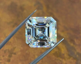 16 Carat Asscher Cut Moissanite, White FG VVS1 Loose Stone