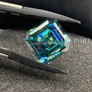 30 Carat Cyan Blue Color 18MM Asscher Cut Loose Moissanite/Antique Diamond/Handmade Moissanite/Fancy Shape For Jewelry Making Stone.