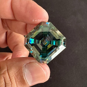 Perfect 22 Carat Dark Blue Asscher Cut 26MM Handmade Rare Moissanite Loose Stone For Making Vintage Jewelry Collection/Lab Diamond.
