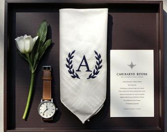 Personalized Men’s Handkerchief, Custom Embroidered Monogram, Wedding Pocket Square, Groom Gift