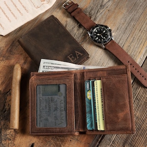 Regalo de Navidad para él, Billetera grabada, Billetera para hombre, Billetera personalizada, Billetera de cuero, Billetera personalizada
