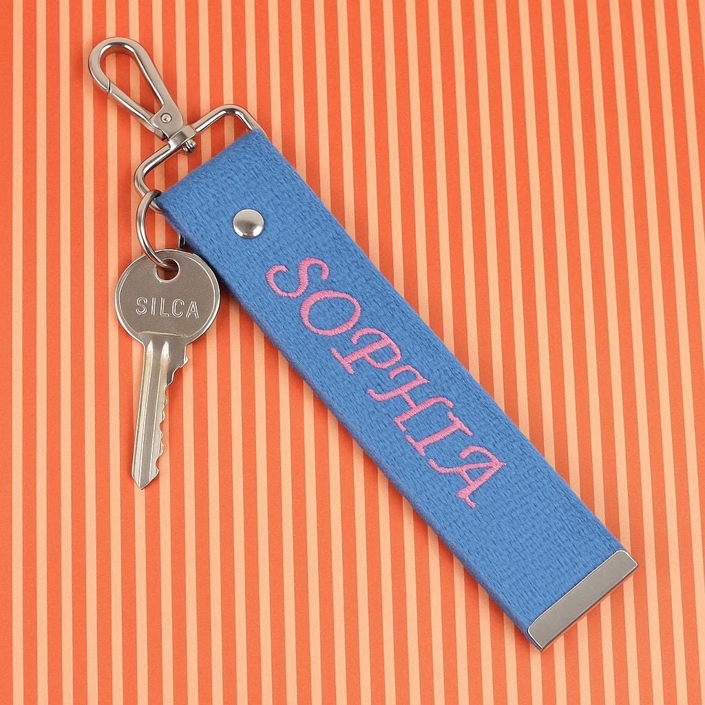 Personalized Embroidered Name Keychain, Custom Key Fob Tag, Fabric Key ...
