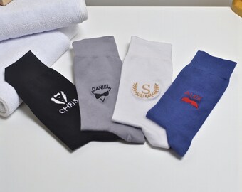 Personalized Men’s Socks with Embroidery – Custom Name, Initials or Logo, Groomsmen Gift, Wedding Socks