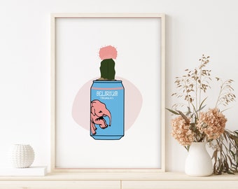 Cute Delirium Beer Wall Decor, Beer Art, Delirium Tremens Poster, Cute Beer Illustration, Beer Lover Gift, DIGITAL DOWNLOAD