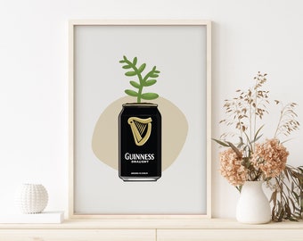 Cute Guinness Beer Wall Decor, Beer Art, Home Brewer Art Print, Minimalist Beer Illustration, Stout Beer Can, Can Planter, DIGITAL DOWNLOAD