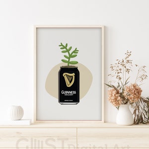 Cute Guinness Beer Wall Decor, Beer Art, Home Brewer Art Print, Minimalist Beer Illustration, Stout Beer Can, Can Planter, DIGITAL DOWNLOAD