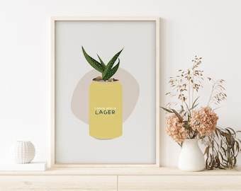Minimalist Lager Beer Can Art Print: Home Bar Decor (Digital Download)