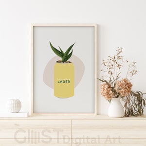 Craft Beer Wall Decor, Beer Art, Home Brewer Art Print, Minimalist Beer Illustration, Lager Beer Can, DIGITAL DOWNLOAD