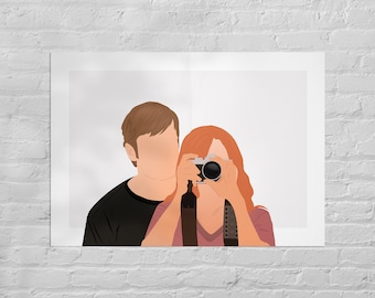 Nate and Claire Illustration, Six Feet Under Inspired Wall Art, Original Digital Illustration, DIGITAL DOWNLOAD