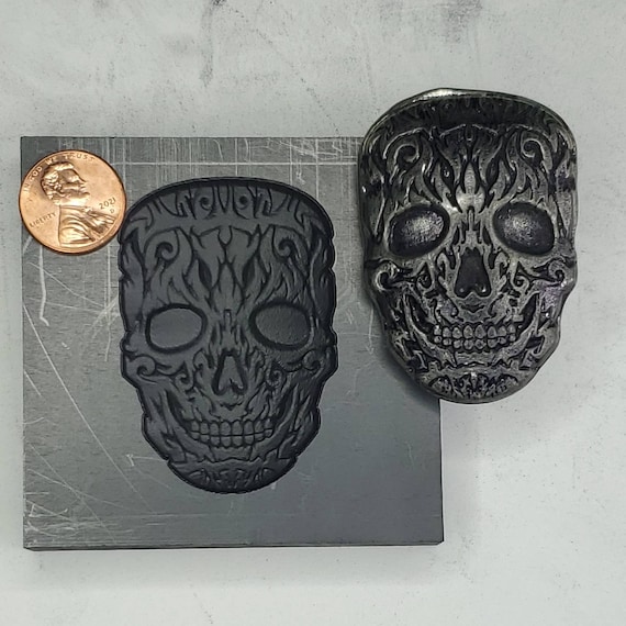 Small - Skull 3D Graphite Ingot Mold for Precious Metal Casting