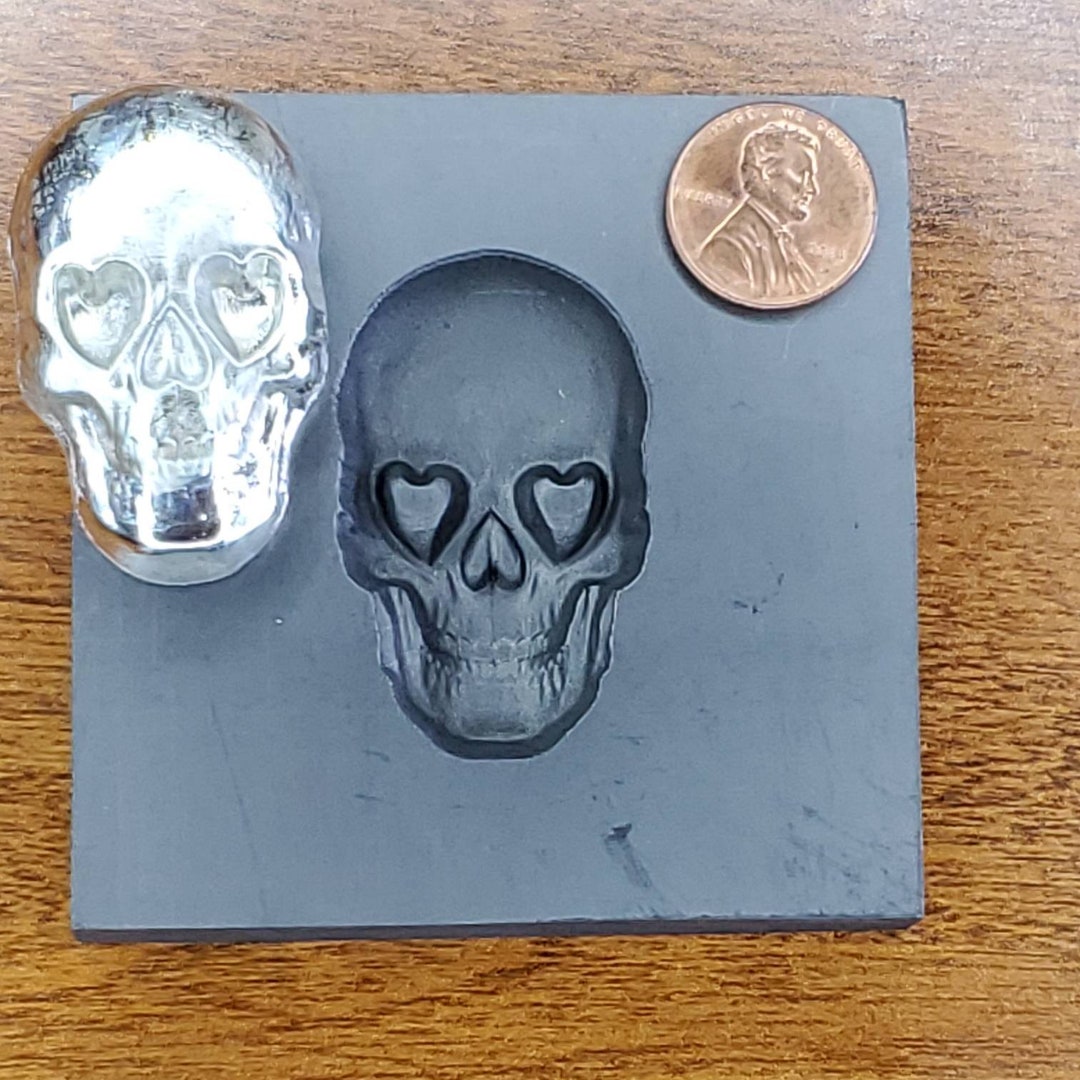 Flame Skull 3D Graphite Ingot Mold For Casting Metal (Gold, Silver, Copper, Etc.)