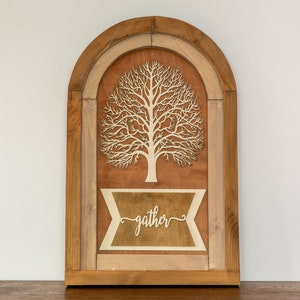ALBERO GENEALOGICO, Raccogliere, Grande, Segno incorniciato in legno, albero della vita, Agriturismo, Rustico, Arched Wall Art DECOR, Farm Cottage Style, stile vintage