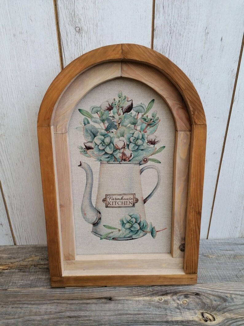 EUCALYPTUS Rustic Farmhouse Wall Decor Arched Window Linen Etsy