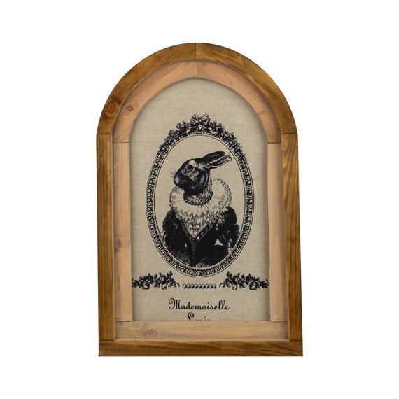 QGEIB Cornice Con Coniglietto Francese – Decorazione Vintage In Legno Per Parete, Stile Country, 30,5x20,3 Cm - 2