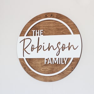 Last Name Family Round Wood Sign, 3D Wood Sign, Wedding Gift, Farmhouse Wall Decor, Custom Wooden Signs, Wood Sign Last Name